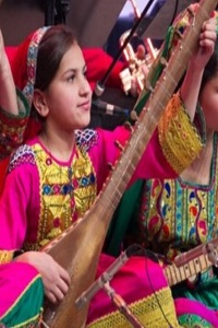 Young girl playing sitar 