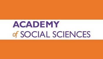 Academy of Social Sciences logo on orange background