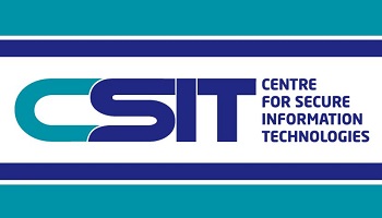 Centre for Secure Information Technologies (CSIT) logo in blue and teal