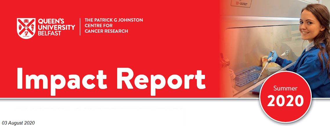 Impact Report masthead showing female researcher in lab  