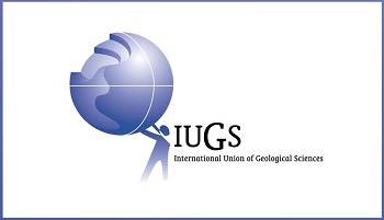 International Union of Geological Sciences logo - stylised globe held up by stylised figure