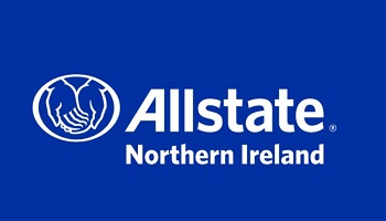Allstate Northern Ireland logo in white on blue, with overlapping hands inside an oval
