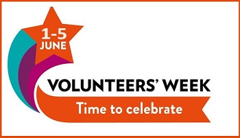 Volunteers Week 2020 logo star with colourful train