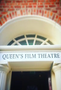 Queen's Film Theatre, semicircle window pane above entrance